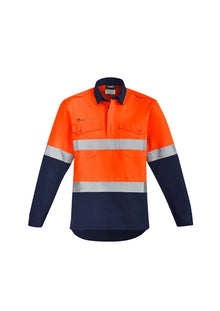 Mens Orange Flame HRC 2 Hoop Taped Closed Front Spliced Shirt ZW143 - PrintaPromo