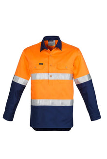 Mens Hi Vis Closed Front L/S Shirt - Hoop Taped ZW550 - PrintaPromo
