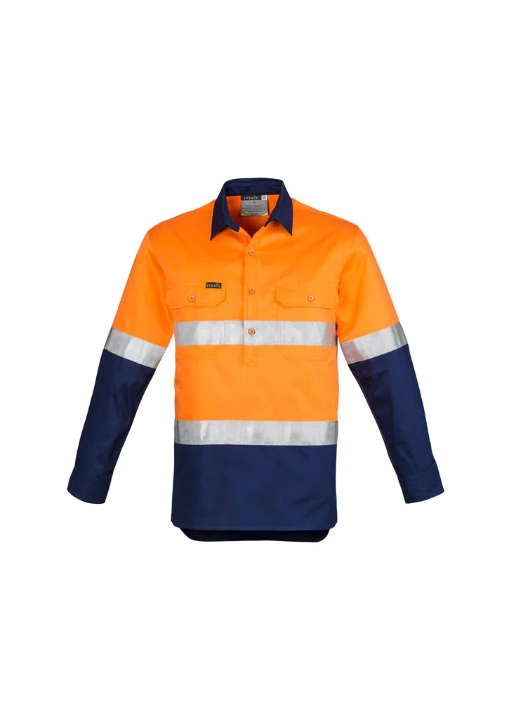 Mens Hi Vis Closed Front L/S Shirt - Hoop Taped ZW550 - PrintaPromo