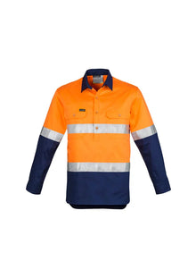Mens Hi Vis Closed Front L/S Shirt - Hoop Taped ZW550 - PrintaPromo