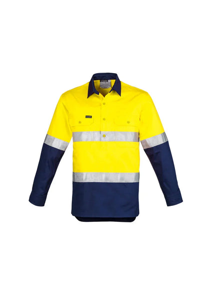 Mens Hi Vis Closed Front L/S Shirt - Hoop Taped ZW550 - PrintaPromo