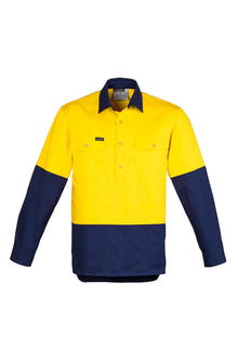 Mens Hi Vis Closed Front L/S Shirt ZW560 - PrintaPromo