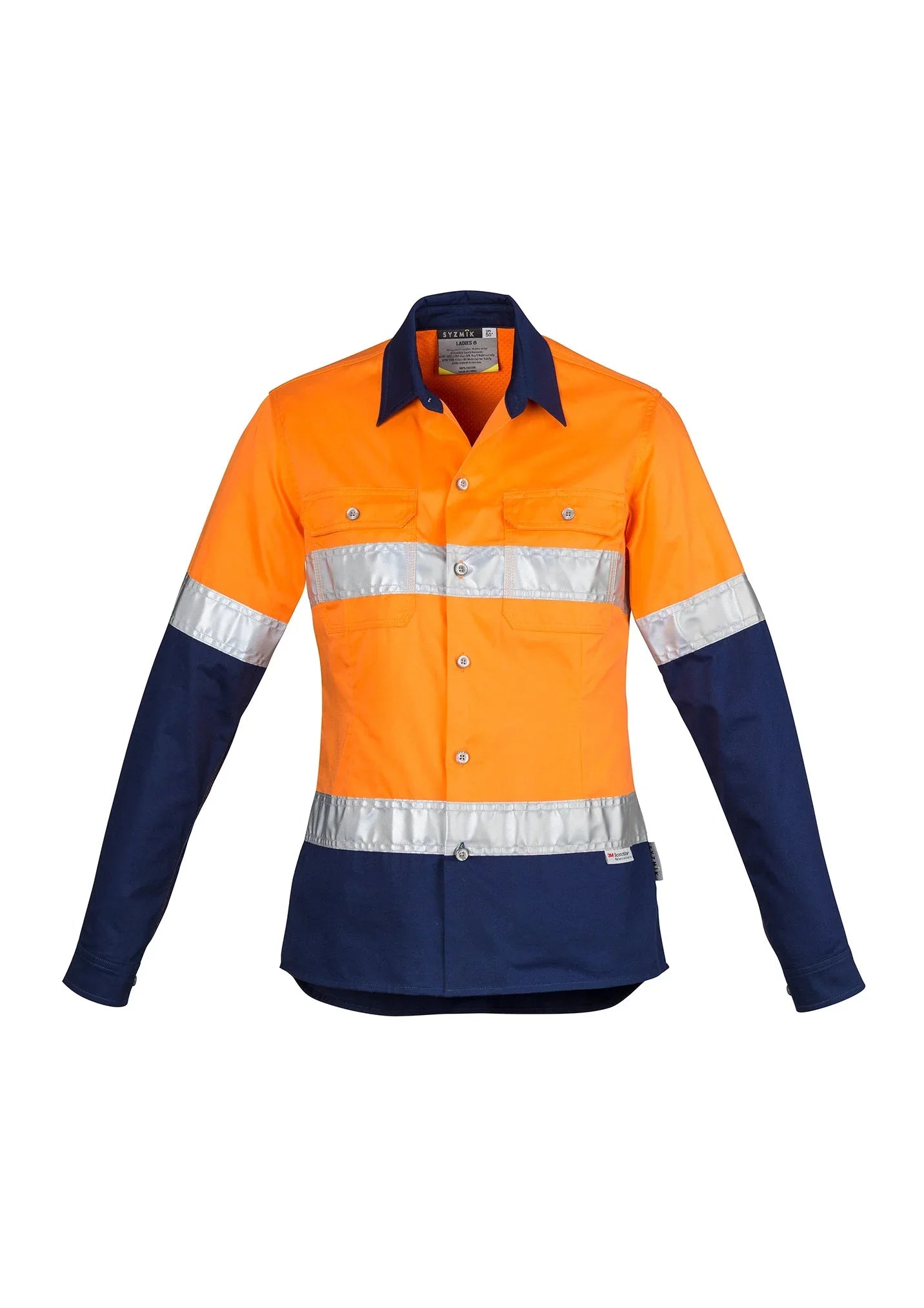 Womens Hi Vis Spliced Industrial Shirt - Hoop Taped ZWL123 - PrintaPromo