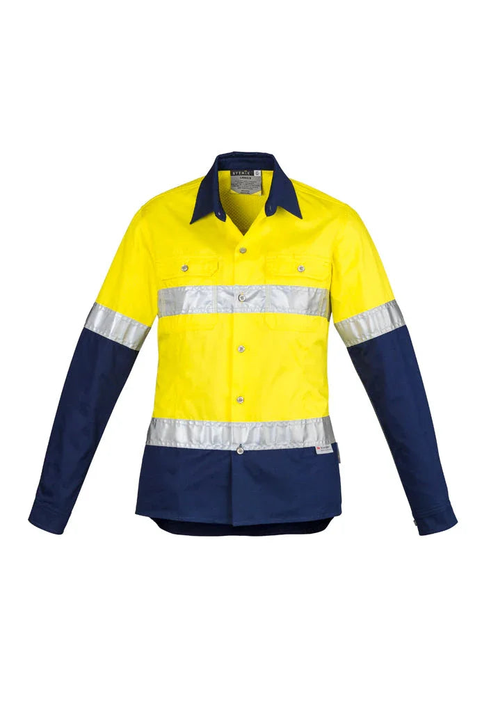 Womens Hi Vis Spliced Industrial Shirt - Hoop Taped ZWL123 - PrintaPromo