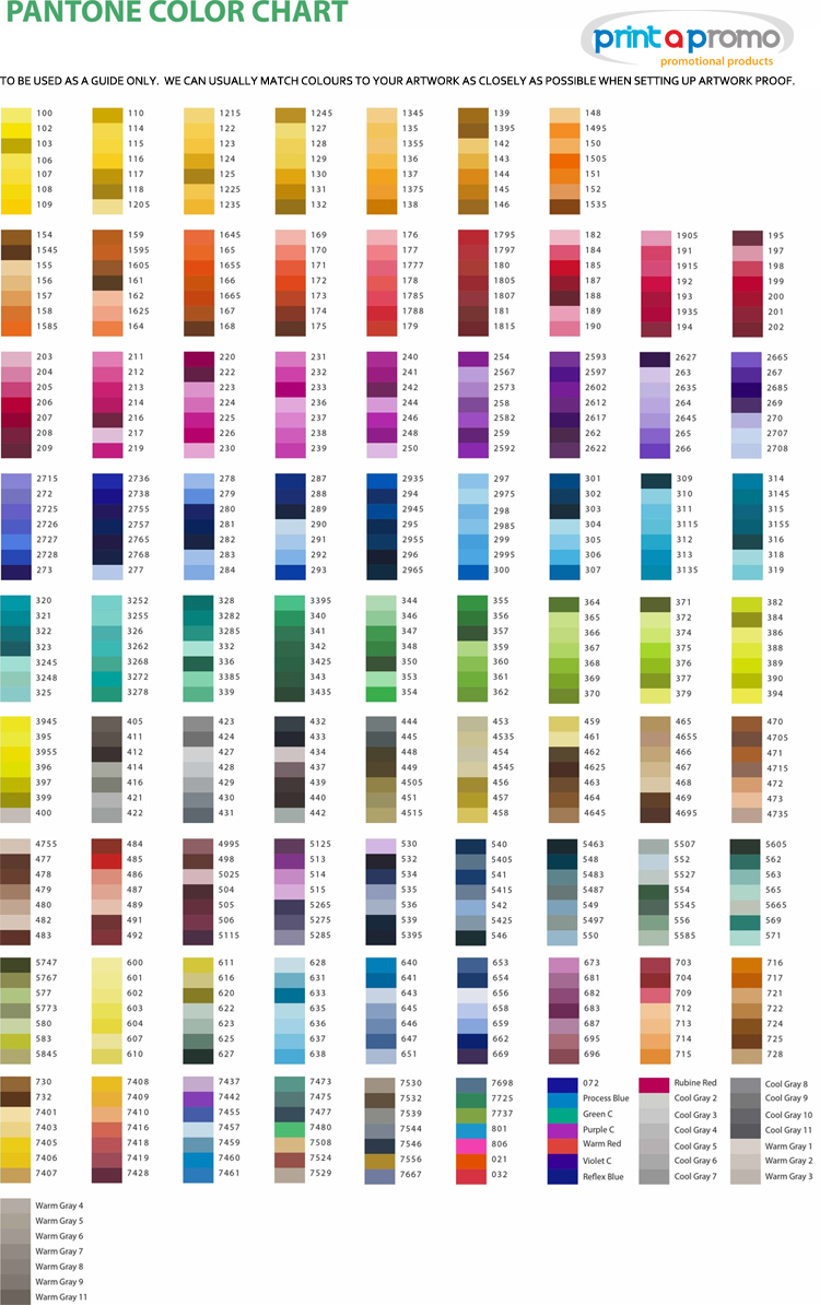 PMS Colour Chart